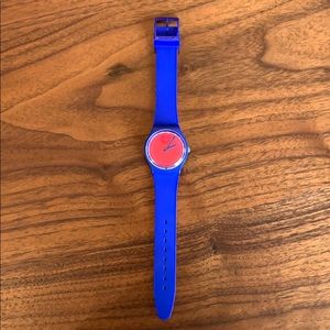 SWATCH Swiss blue and red watch